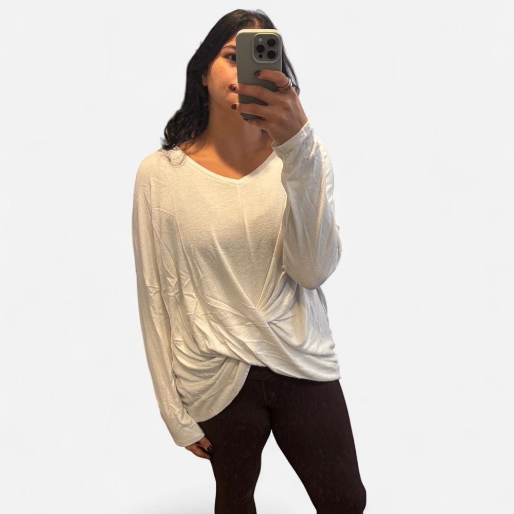 White V-Neck Crossover Sweater from Express